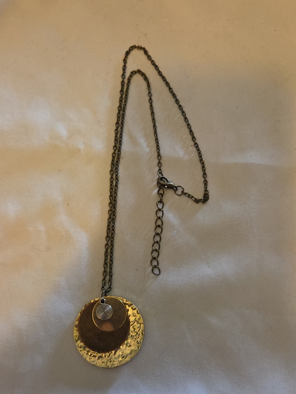 Gold and Copper Layered Disc Pendant Necklace - Women Jewelry